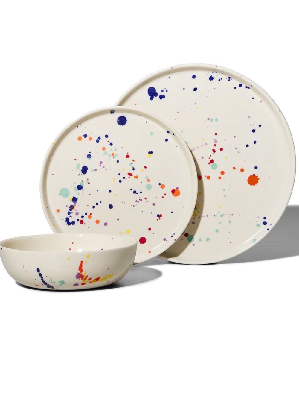 White Splatter / Confetti Ceramic Dinnerware Set for 6